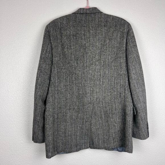 Harris Tweed Gray Herringbone Wool Blazer Sport Coat by Mawest Size Approx 40R - Picture 8 of 12